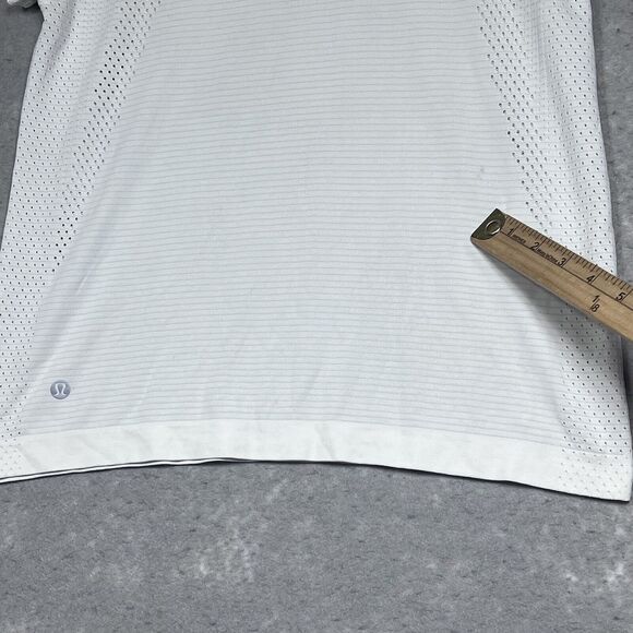 Lululemon Shirt Womens Size 6 White Short Sleeve Crew Neck Perforated Mesh Tee - Picture 12 of 12
